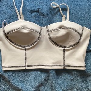 White Stitched Crop Top